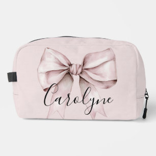 Pink bow coquette Personalised Name bridesmaid Dopp Kit