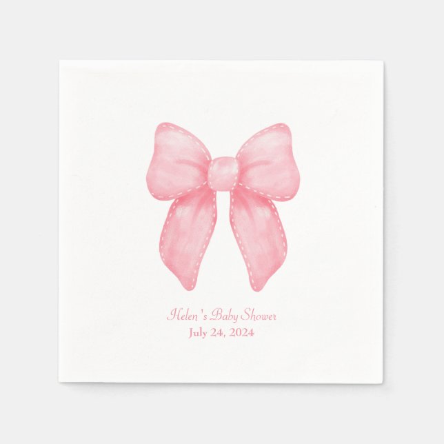 Pink Bow Coquette Personalised Name Napkin (Front)