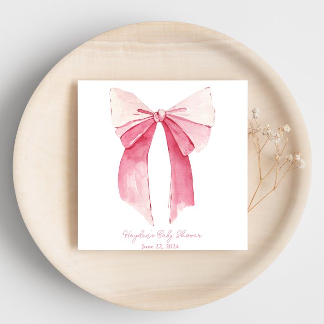 Pink Bow Coquette Personalised Napkin (Creator Uploaded)