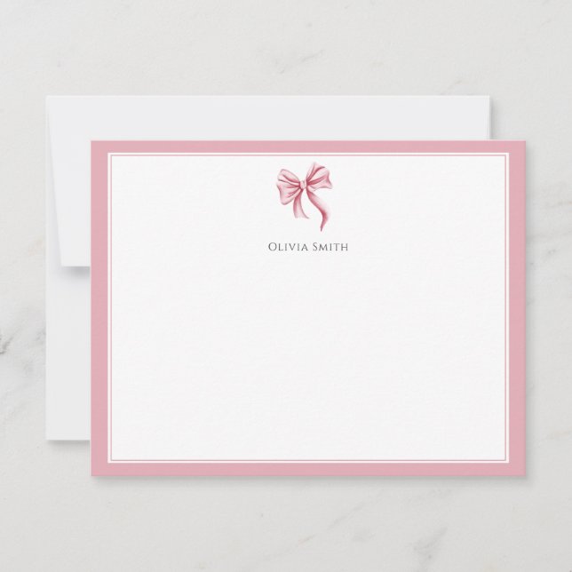Pink Bow Coquette Personalized Card (Front)