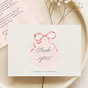 Pink Bow Coquette Photo Graduation Party Thank You Card