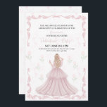 Pink Bow coquette Princess floral Quinceanera  Invitation<br><div class="desc">Celebrate your special day with this elegant Coquette-style Quinceañera invitation. Featuring a stunning pink gown,  soft floral accents,  and a touch of royal charm,  it’s the perfect blend of modern trends and classic sophistication. Easily customize all details to create a keepsake your guests will love!</div>