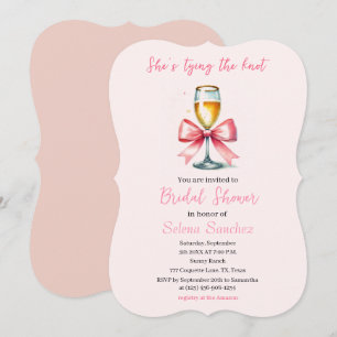 Pink Bow Coquette Prosecco Bridal shower Invitation