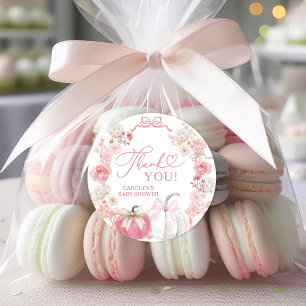 Pink Bow Coquette Pumpkin Sticker Tag