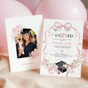 Pink Bow Coquette RN Graduation Invitation