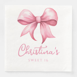 Pink Bow Coquette Sweet 16 Napkin