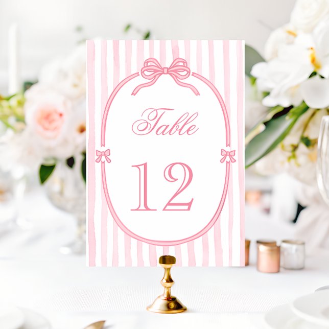 Pink Bow Coquette Table Number (Creator Uploaded)