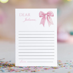 Pink Bow Coquette Time Capsule Note Message Card