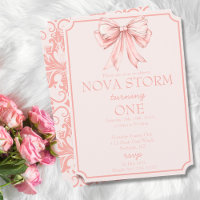Pink Bow Coquette Toile Demask Milestone Birthday