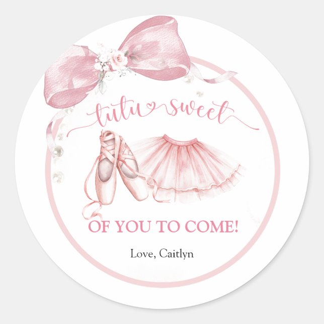Pink Bow Coquette Tutu Sweet Thank You Classic Round Sticker (Front)