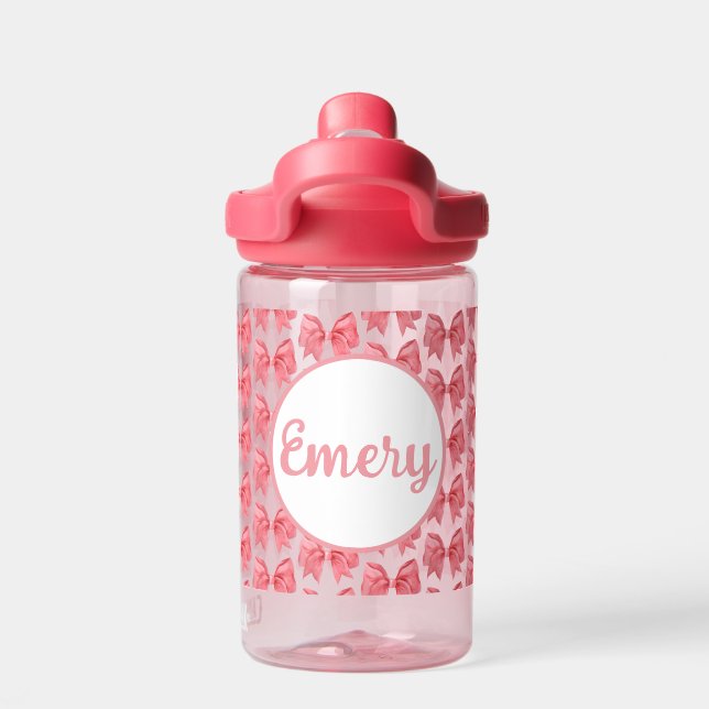Pink Bow Coquette Water Bottle (Back)