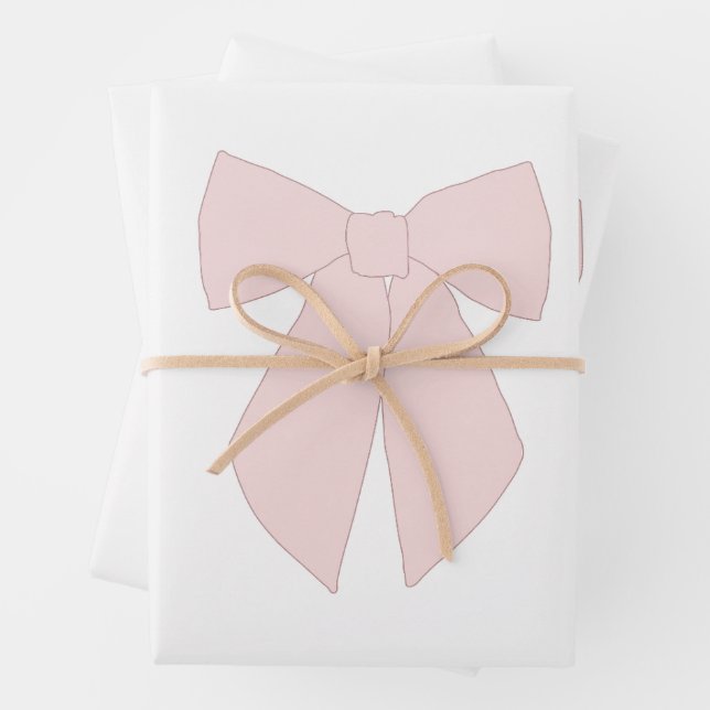 Pink Bow Coquette Wrapping Paper Sheet (In situ)
