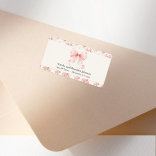 Pink Bow Cottage Floral Baby Shower Address Label