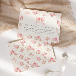 Pink Bow Cottage Floral Display Baby Shower Enclosure Card
