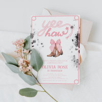 Pink Bow & Cowgirl Boots Coquette Western Birthday