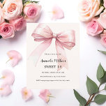 Pink bow cream elegant SWEET 16 invitation<br><div class="desc">A soft beige,  cream coloured background,  decorated with a pink large bow. Personalise and add a name and party details.

1 sheet = 1 invitation printed edge to edge.</div>