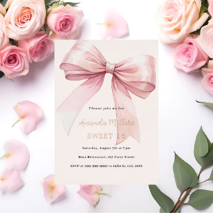 Pink bow cream elegant SWEET 16 rose gold