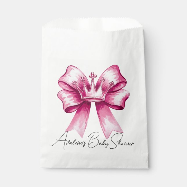 Pink Bow & Crown Baby Shower Celebration  Favour Bags (Front)