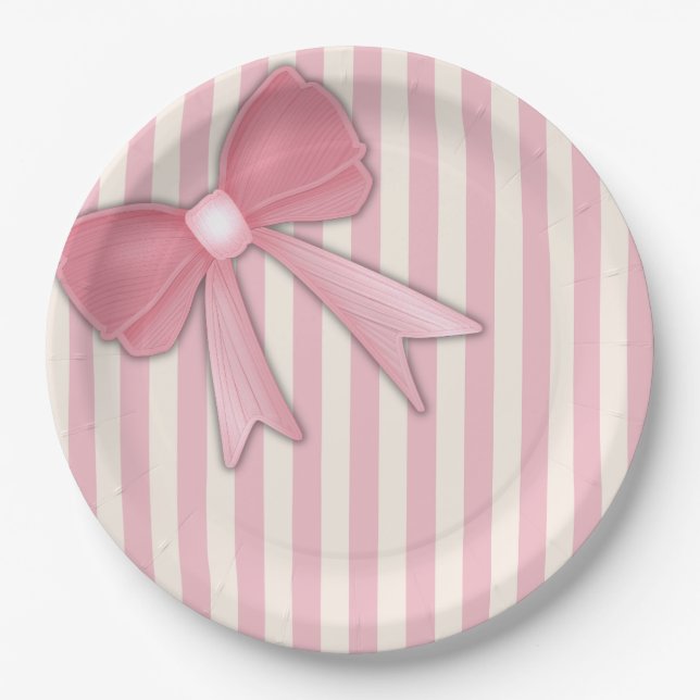Pink Bow Cushion. Paper Plate (Front)