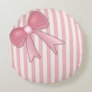 Pink Bow Cushion. Round Cushion