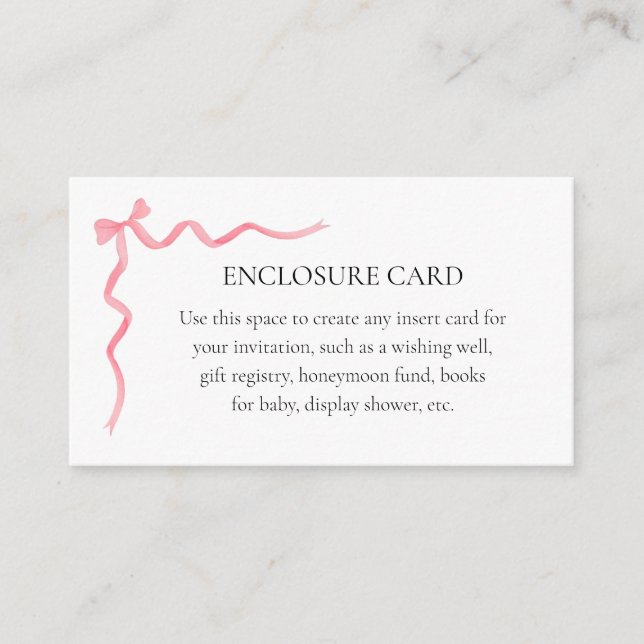 Pink Bow Custom Enclosure Card (Front)
