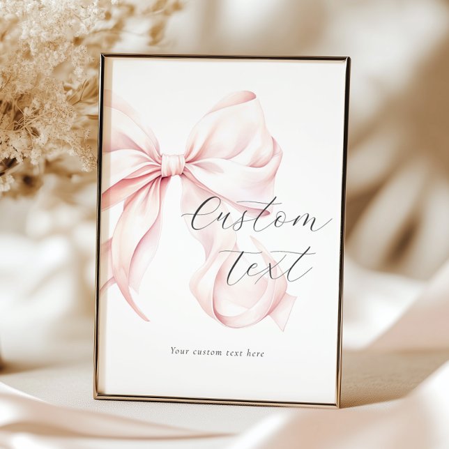 Pink Bow Custom Text Table Sign (Creator Uploaded)