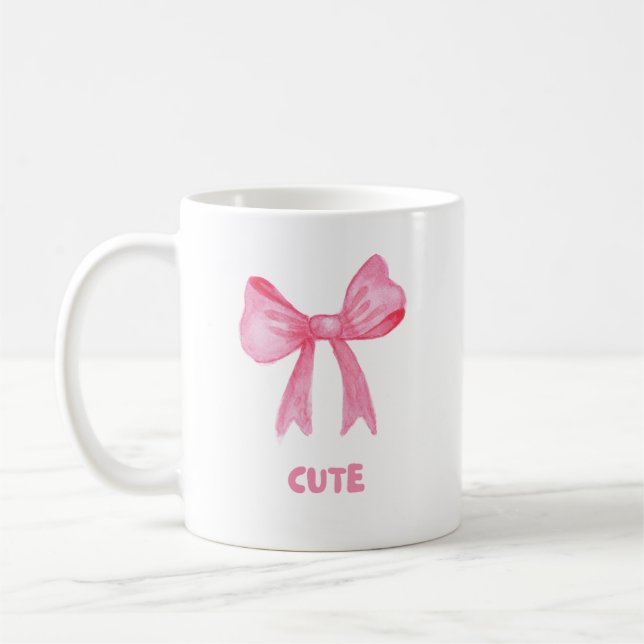 Pink Bow “Cute” Aesthetic Mug (Left)