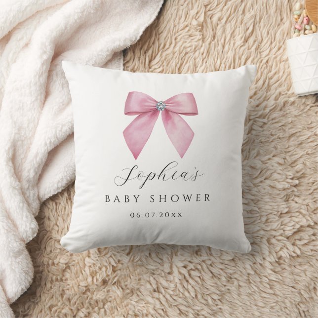 Pink Bow Cute Baby Shower  Cushion (Blanket)