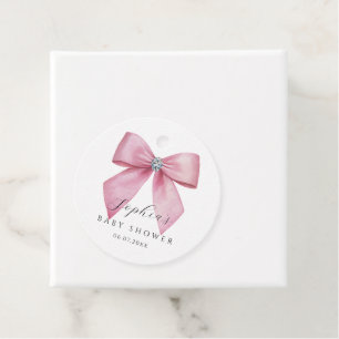 Pink Bow Cute Baby Shower Favour Tags