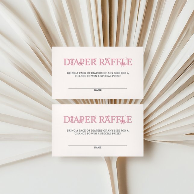 Pink Bow Diaper Raffle Baby Shower Enclosure Card (Creator Uploaded)