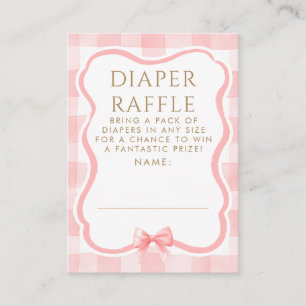 Pink Bow Diaper Raffle Baby Shower Tickets Enclosure Card