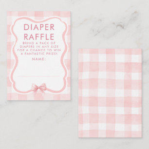 Pink Bow Diaper Raffle Baby Shower Tickets Enclosure Card
