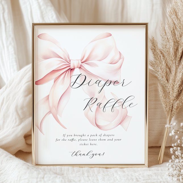 Pink Bow Diaper Raffle Table Sign (Creator Uploaded)