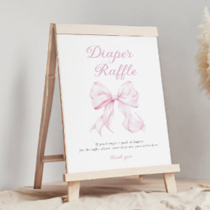 Pink Bow Diaper Raffle Table Sign