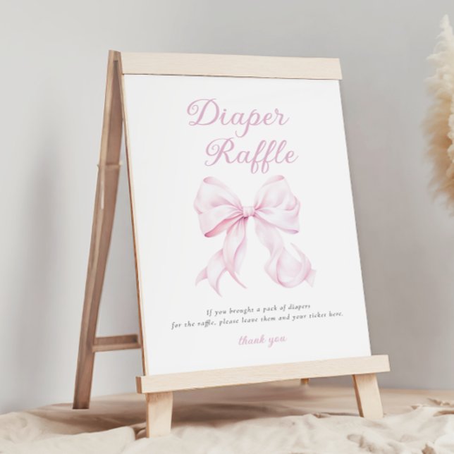 Pink Bow Diaper Raffle Table Sign (Creator Uploaded)