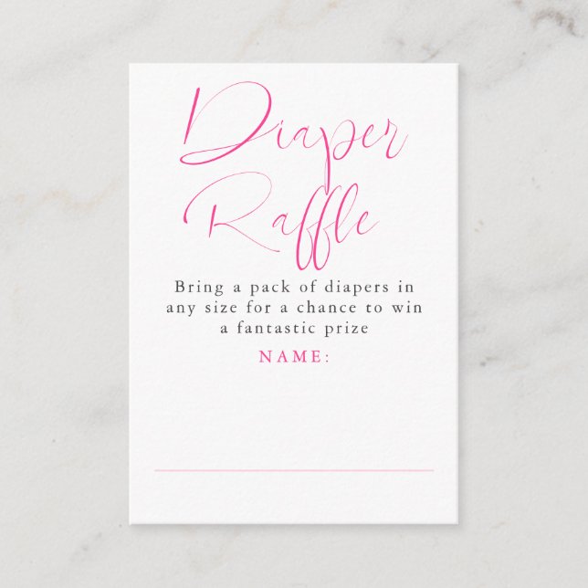 Pink Bow Diaper Raffle Ticket Cards (Front)