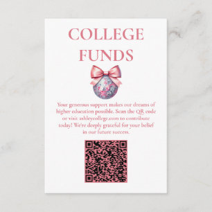 Pink Bow Disco Ball Graduation Party Enclosure Card
