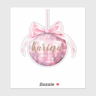 Pink Bow Discoball Custom Sticker