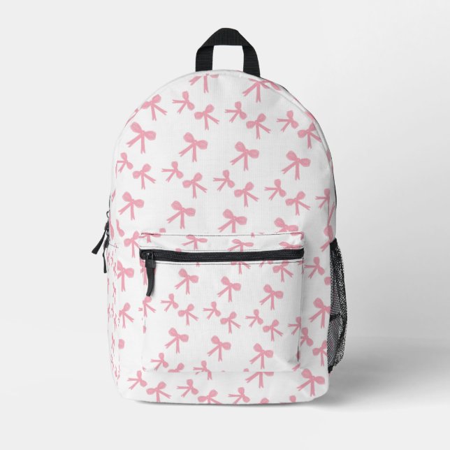 Pink Bow Dreams Coquette Backpack | Hand-Drawn  (Front)