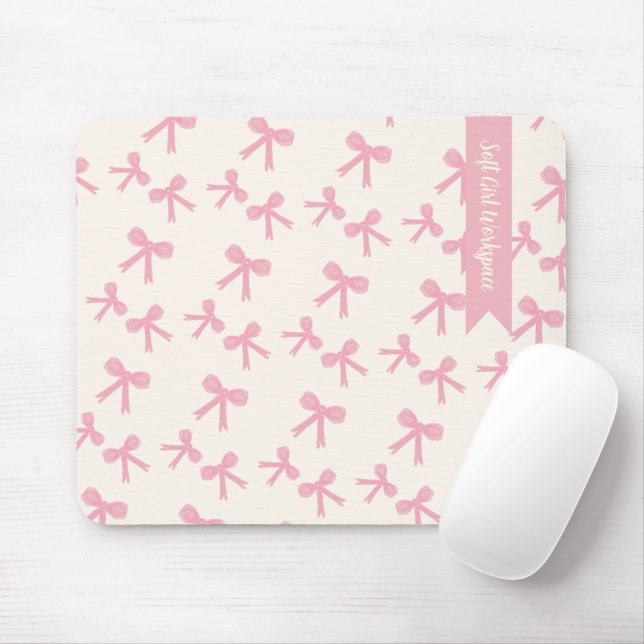 Pink Bow Dreams Mouse Pad (With Mouse)