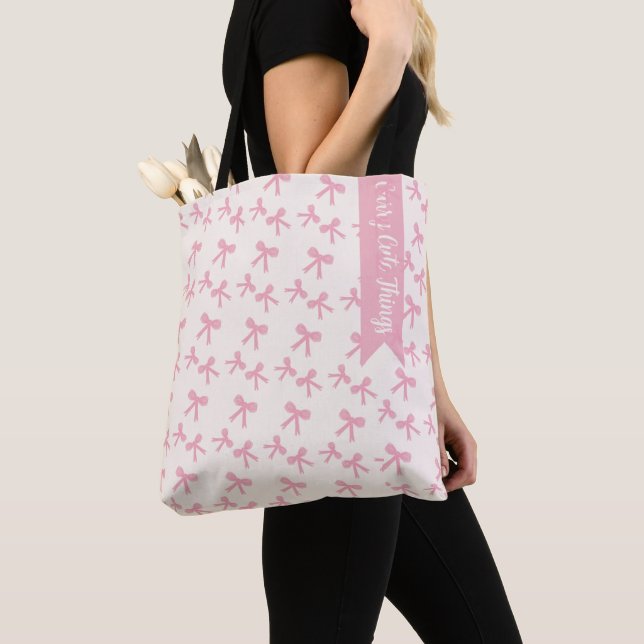 Pink Bow Dreams Tote Bag (Close Up)