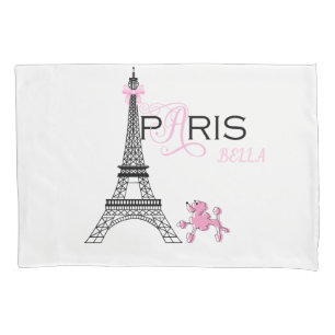 Pink Bow Eiffel Tower Paris France Poodle Chic Pillowcase