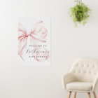 Pink Bow Elegant Baby Shower Welcome Sign