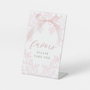pink bow elegant favors sign
