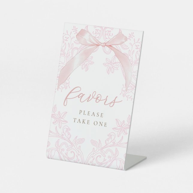 pink bow elegant favours sign (Front)