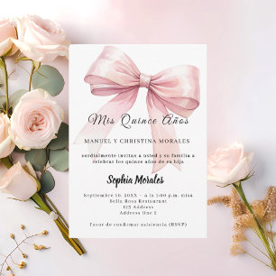 Pink bow elegant Quinceanera Invitation