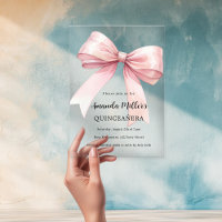 Pink bow elegant Quinceanera luxury clear