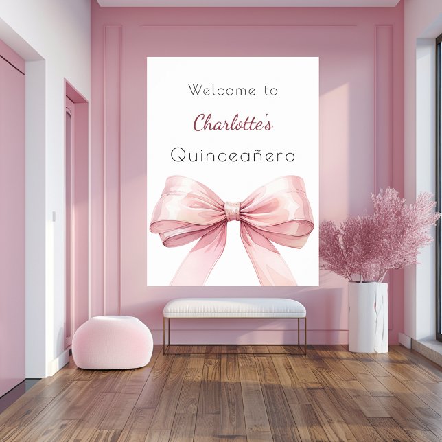 Pink bow elegant Quinceanera welcome Poster (Creator Uploaded)