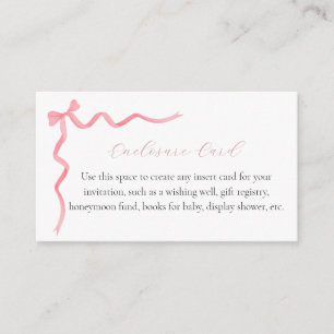 Pink Bow Enclosure Card