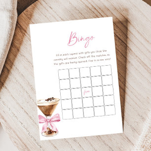 Pink Bow Espresso Martini Baby Shower Bingo Game